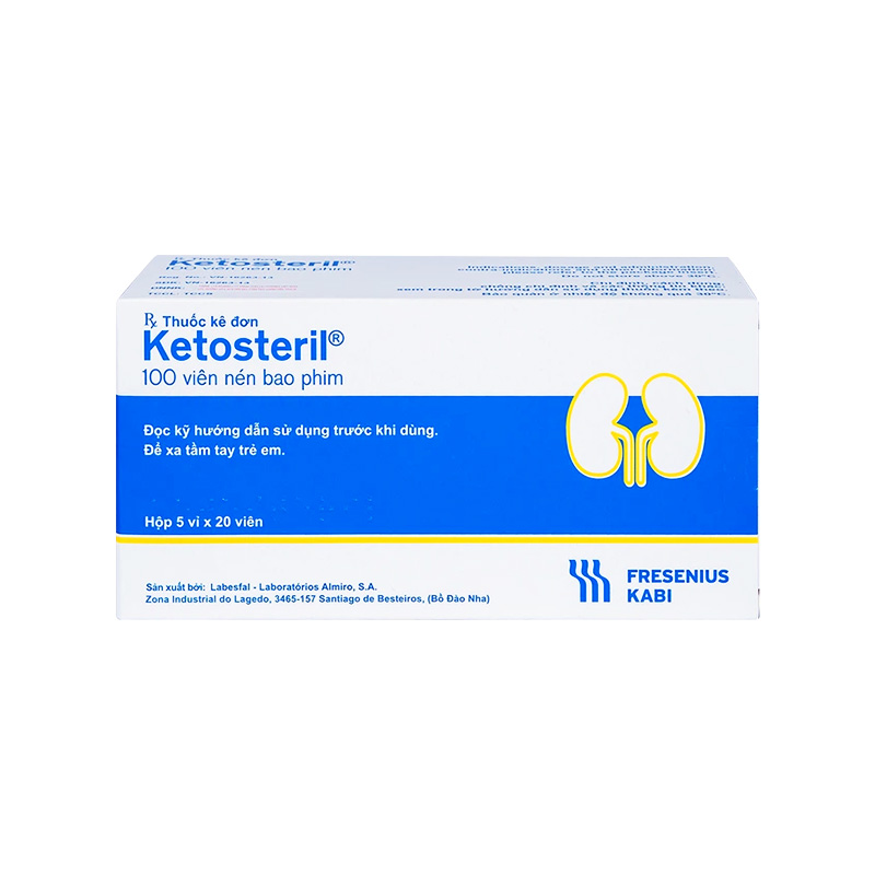 Thuốc Ketosteril phòng ngừa và điều trị suy thận mạn (hộp 5 vỉ x 20 viên)