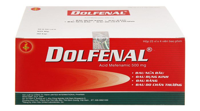 Thuốc Dolfenal giảm đau bụng kinh, đau răng, các cơn đau nhẹ đến trung bình (hộp 25 vỉ x 4 viên)