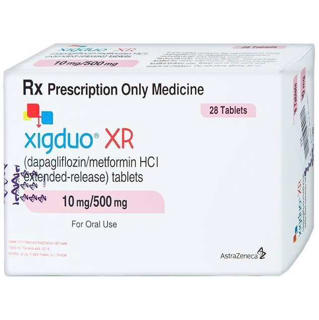 Thuốc Xigduo XR 10mg/500mg điều trị đái tháo đường tuýp 2 (hộp 4 vỉ x 7 viên)