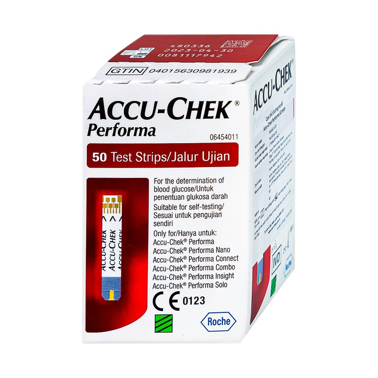 Que thử đường huyết Accu-Chek Performa (hộp 1 lọ x 50 que)