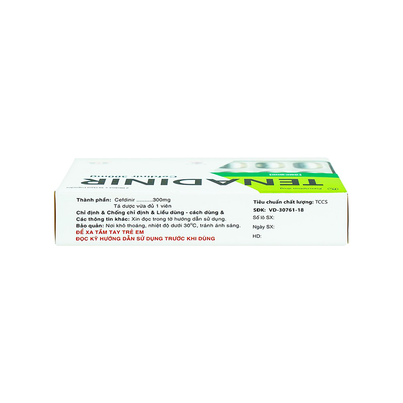 Thuốc Tenadinir 300mg điều trị nhiễm khuẩn ở mức độ nhẹ và vừa (hộp 2 vỉ x 10 viên)