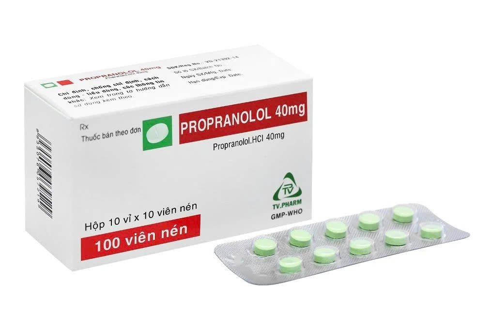 Viên nén Propranolol 40mg TV.Pharm điều trị tăng huyết áp, đau thắt ngực (hộp 10 vỉ x 10 viên)