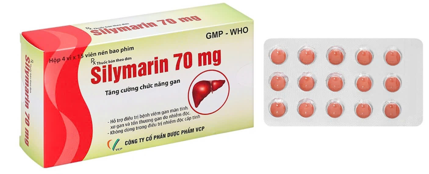 Viên nén Silymarin VCP 70mg hỗ trợ điều trị bệnh viêm gan mãn tính, xơ gan (hộp 4 vỉ x 15 viên)