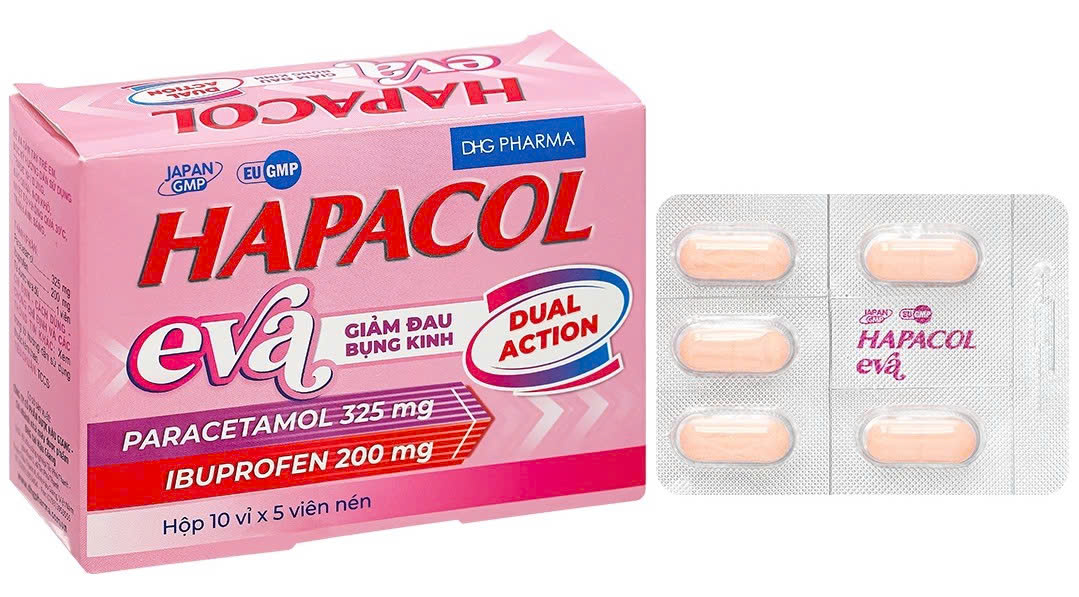 Thuốc Hapacol Eva hạ sốt, giảm đau bụng kinh (hộp 10 vỉ x 5 viên)