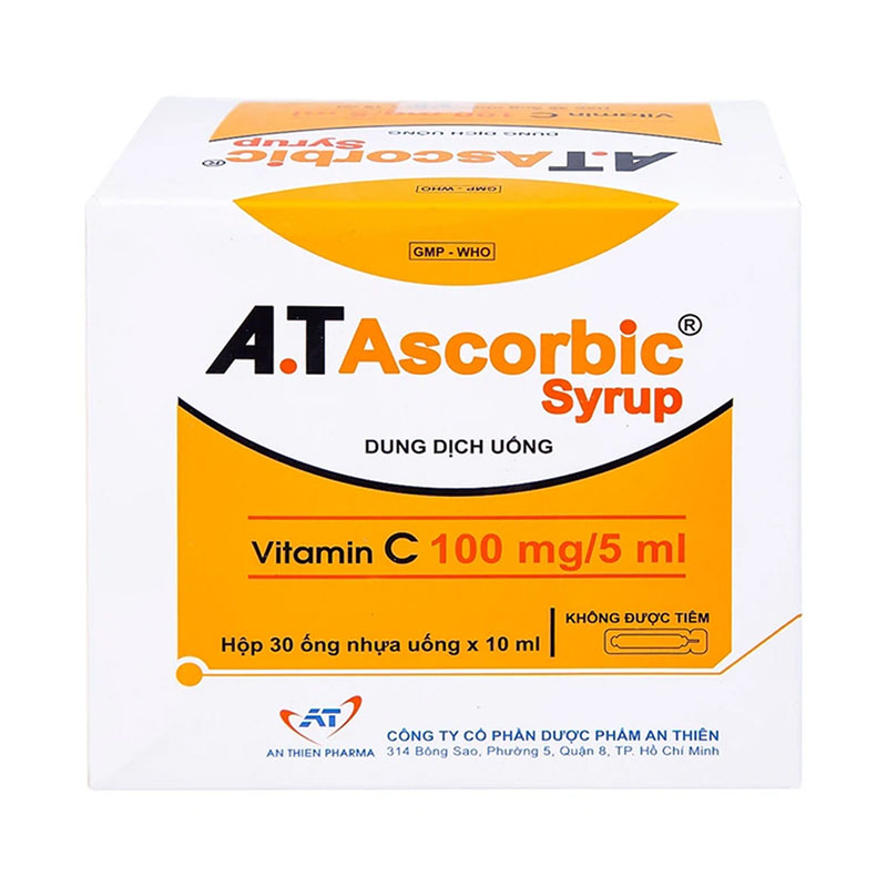 Dung dịch uống A.TAscorbic Syrup 100mg/5ml bổ sung vitamin C (hộp 30 ống x 10ml)