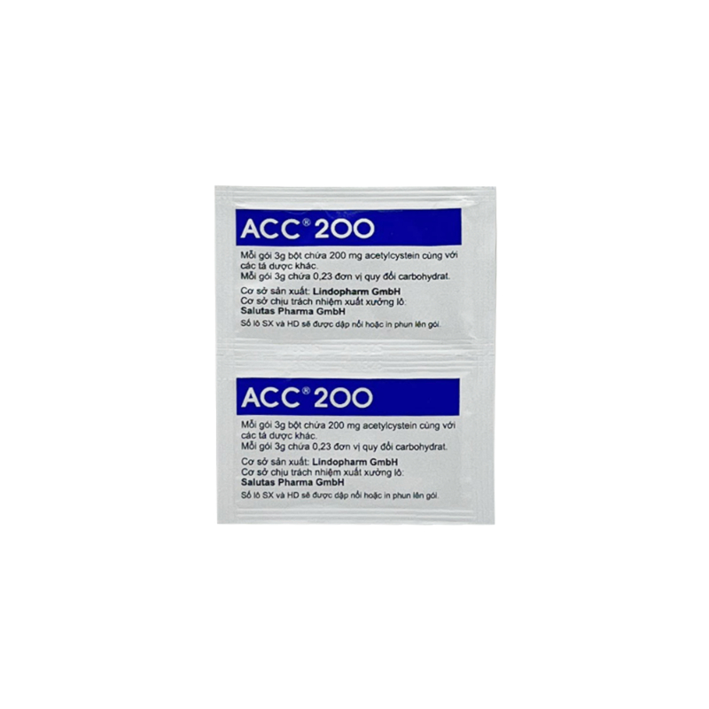 Bột pha dung dịch uống ACC 200 tan đàm trong bệnh lý hô hấp (hộp 50 gói x 3g)
