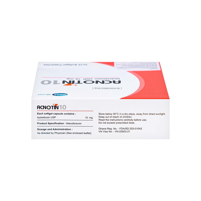 Thuốc Acnotin 10mg  điều trị mụn trứng cá nặng (hộp 3 vỉ x 10 viên)