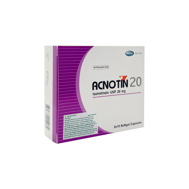Thuốc Acnotin 20mg điều trị mụn trứng cá (hộp 3 vỉ x 10 viên)