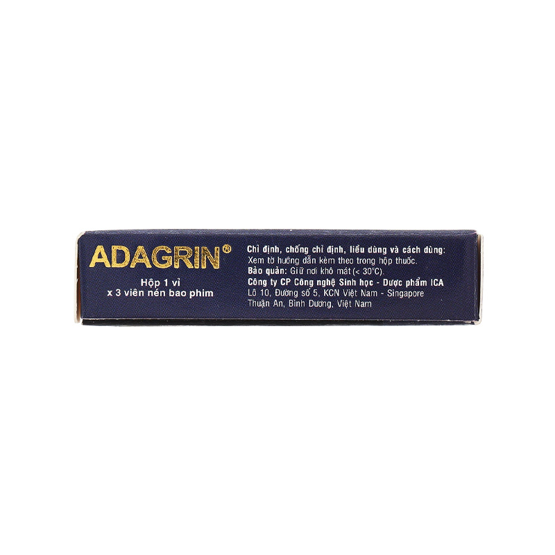 Thuốc Adagrin 100mg điều trị rối loạn cương dương (hộp 1 vỉ x 3 viên)