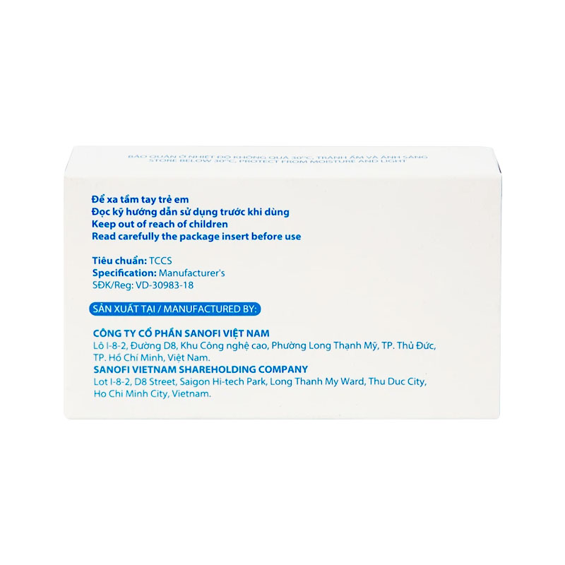 Thuốc Alpha Chymotrypsine Choay Sanofi điều trị phù nề sau chấn thương, phẩu thuật, bỏng (hộp 2 vỉ x 15 viên)