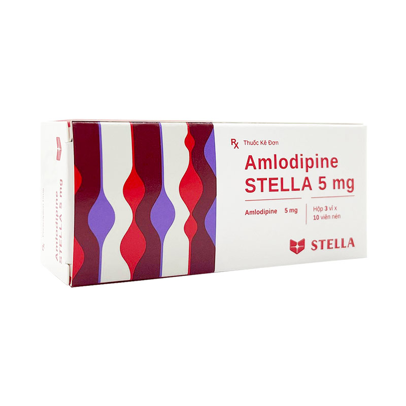 Thuốc Amlodipine Stella 10mg điều trị tăng huyết áp, đau thắt ngực ổn định mạn tính (hộp 10 vỉ x 10 viên)