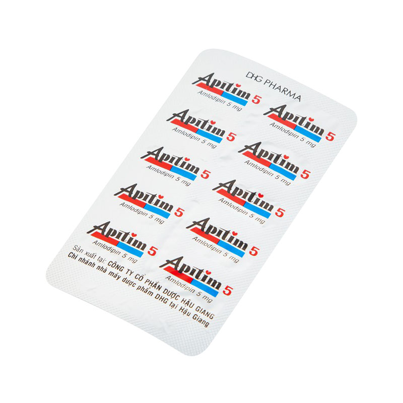 Apitim 5 trị tăng huyết áp, đau thắt ngực (hộp 3 vỉ x 10 viên)