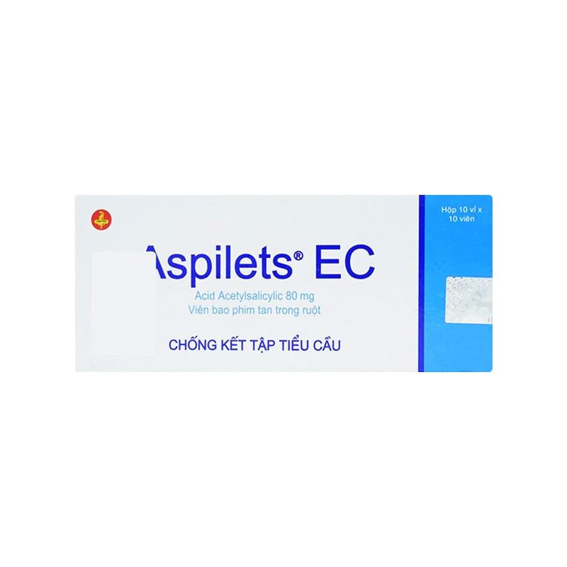 Thuốc Aspilets EC 80mg phòng ngừa nhồi máu cơ tim, đột quỵ (hộp 10 vỉ x 10 viên)