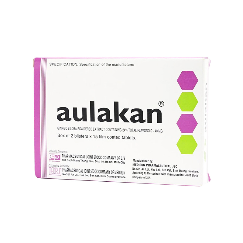 Thuốc Aulakan 40mg điều trị giảm trí nhớ, kém tập trung (hộp 2 vỉ x 15 viên)