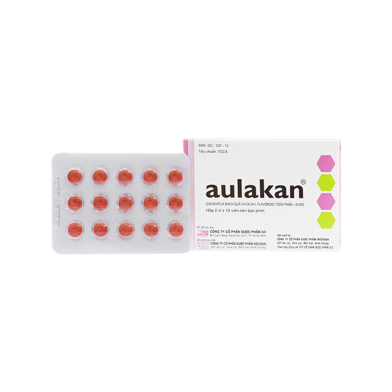 Thuốc Aulakan 40mg điều trị giảm trí nhớ, kém tập trung (hộp 2 vỉ x 15 viên)