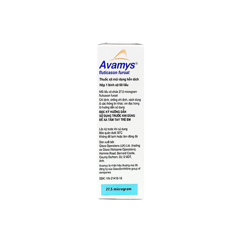 Thuốc xịt mũi Avamys 27.5mcg điều trị chảy nước mũi, xung huyết mũi (chai 60 liều xịt)