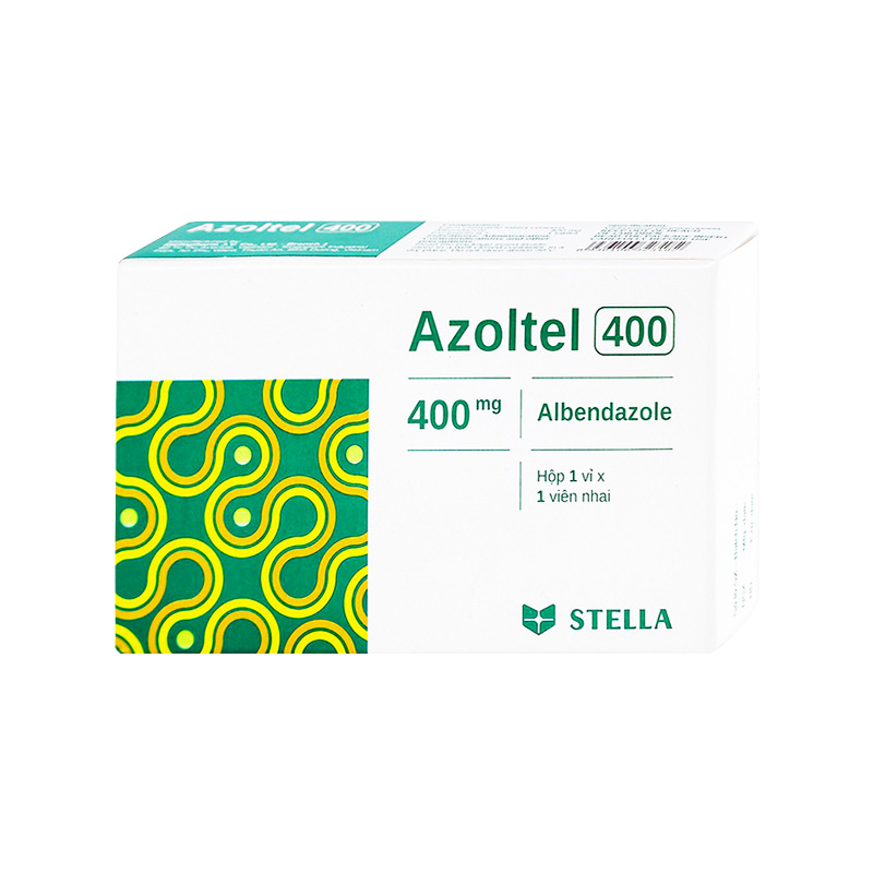 Thuốc Azoltel 400mg Stella điều trị nhiễm ký sinh trùng đường ruột (hộp 1 vỉ x 1 viên)