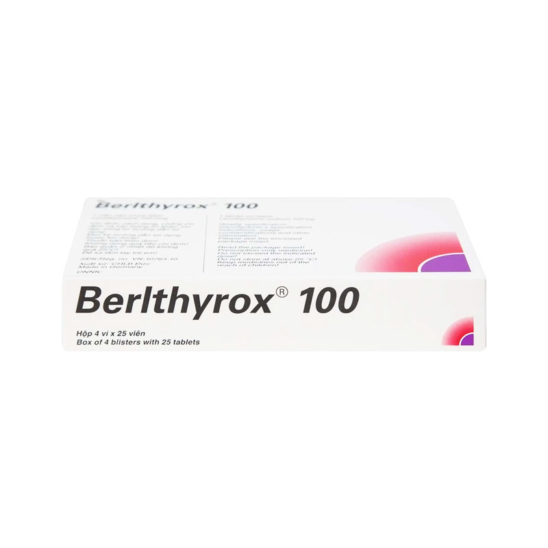 Thuốc Berlthyrox 100  điều trị thiểu năng tuyến giáp (hộp 4 vỉ x 25 viên)