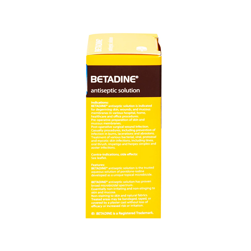 Dung dịch sát khuẩn Betadine Antiseptic ngăn ngừa nhiễm khuẩn vết thương (hộp 1 chai x 30ml)