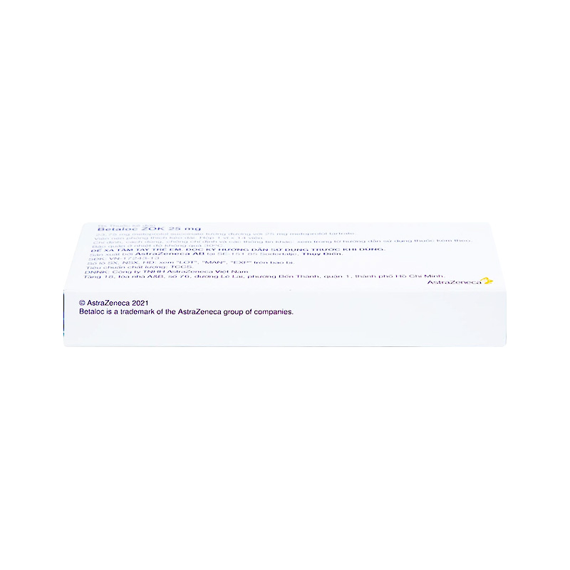 Thuốc Betaloc Zok 25mg  điều trị tăng huyết áp, dự phòng đau thắt ngực (hộp 1 vỉ x 14 viên)