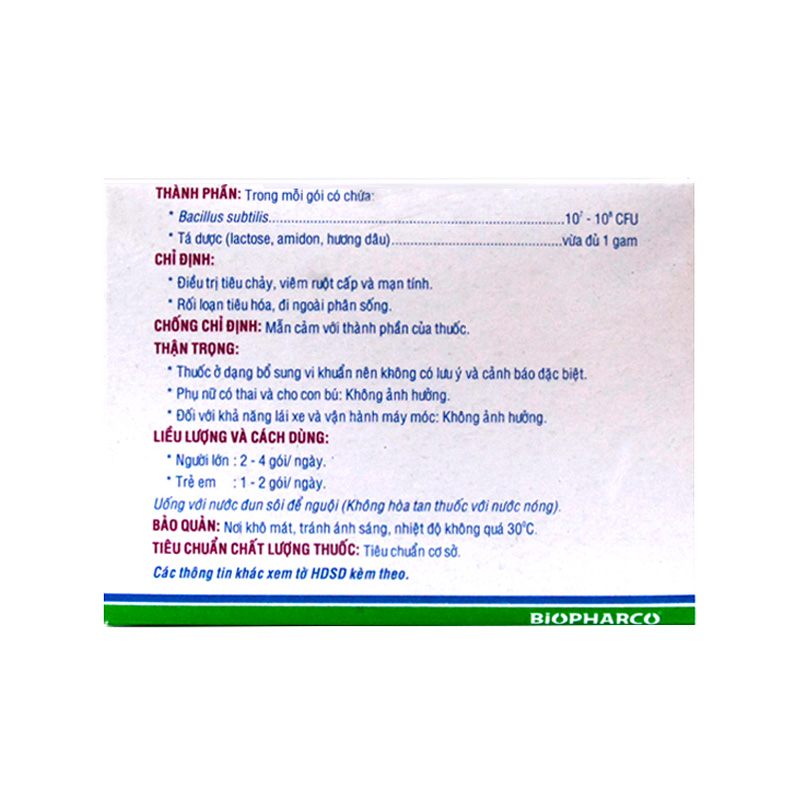Bột men vi sinh Biosubtyl-II điều trị tiêu chảy, viêm ruột (hộp 25 gói x 1g)