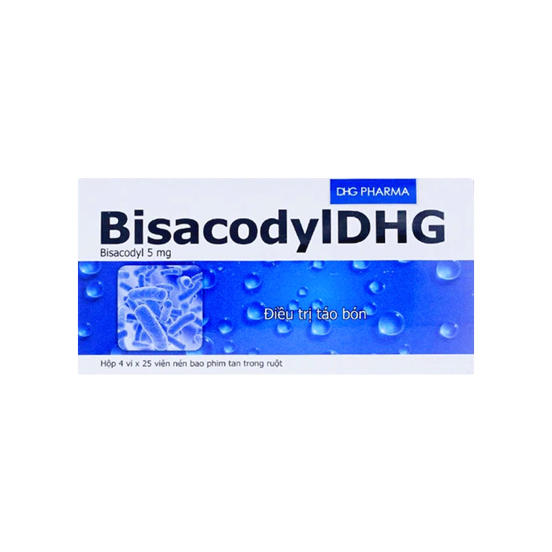Thuốc Bisacodyl DHG điều trị táo bón, thải sạch ruột trước và sau phẫu thuật (hộp 4 vỉ x 25 viên)