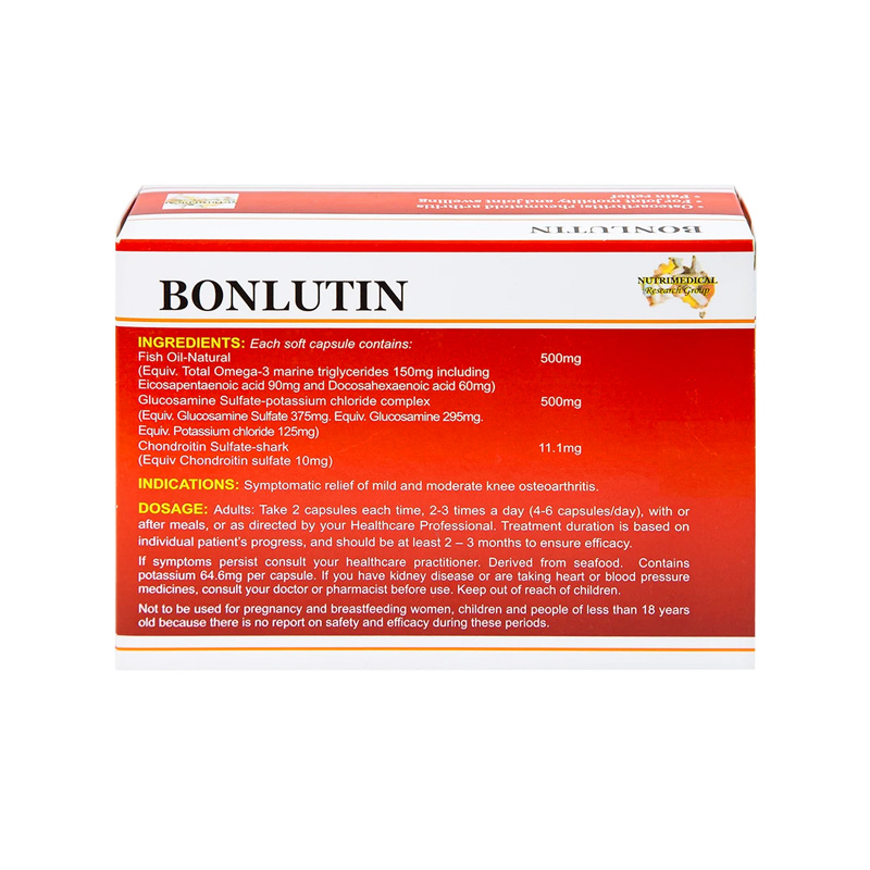 Thuốc Bonlutin giảm triệu chứng thoái hóa khớp gối (hộp 4 vỉ x 15 viên)
