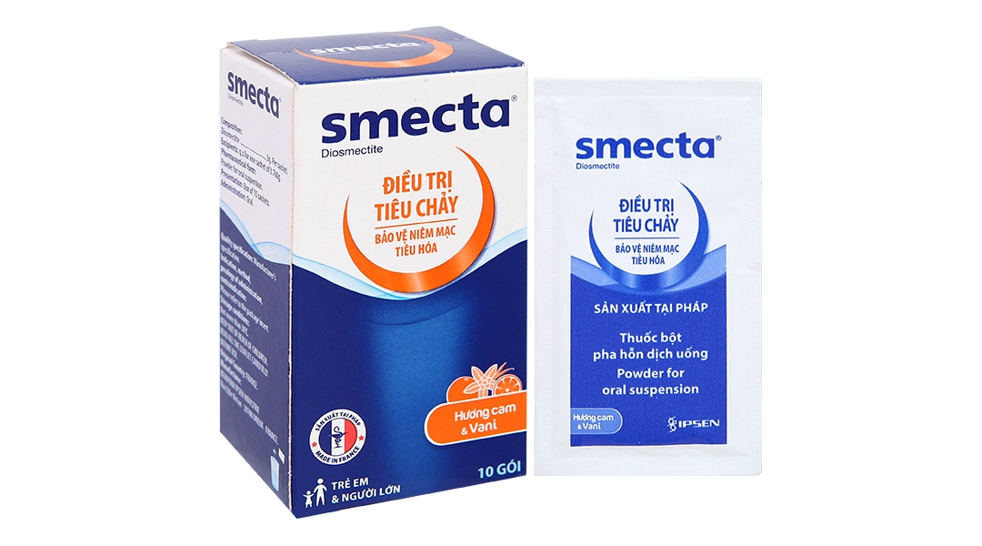 Thuốc bột pha hỗn dịch uống Smecta hương cam & vani điều trị tiêu chảy, rối loạn tiêu hoá (hộp 10 gói)