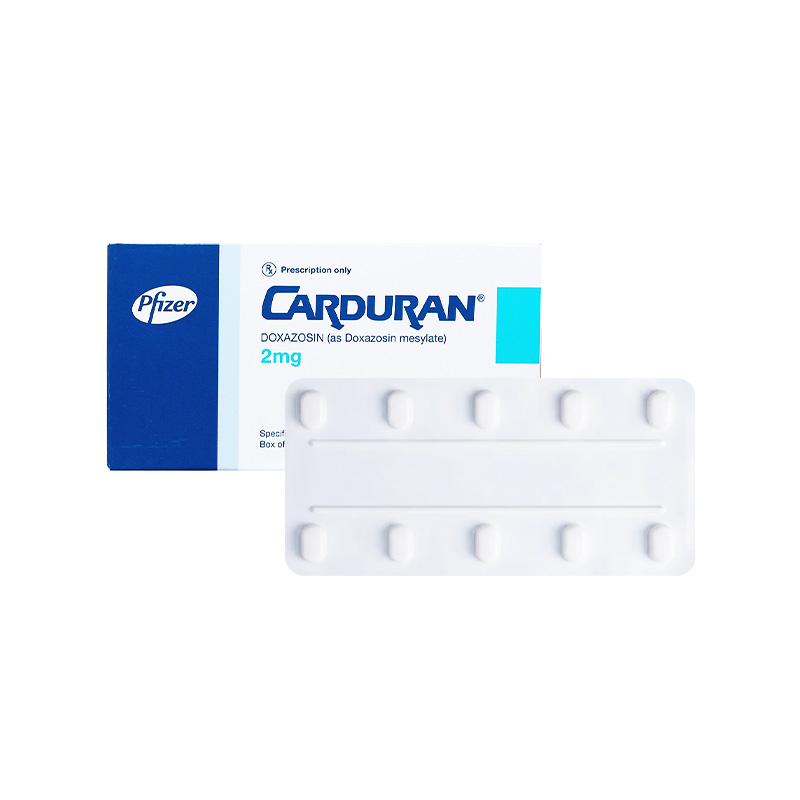 Thuốc Carduran 2mg điều trị tăng huyết áp, u xơ tuyến tiền liệt (hộp 1 vỉ x 10 viên)