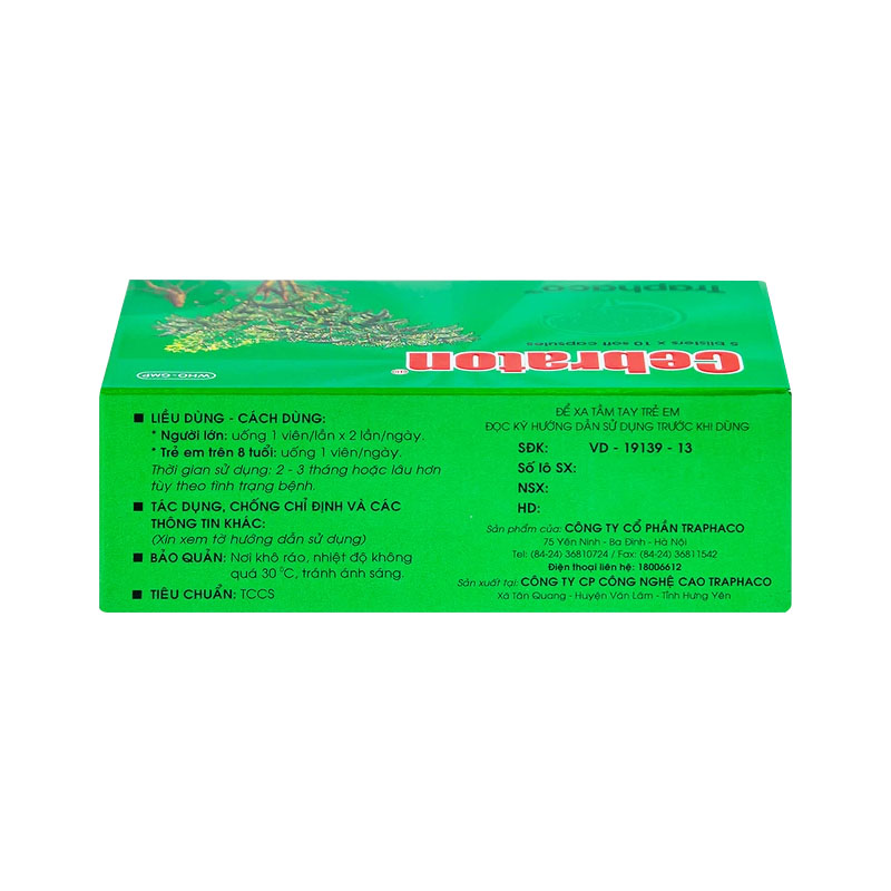 Thuốc Cebraton bổ khí huyết, điều trị suy nhược thần kinh (hộp 5 vỉ x 10 viên)