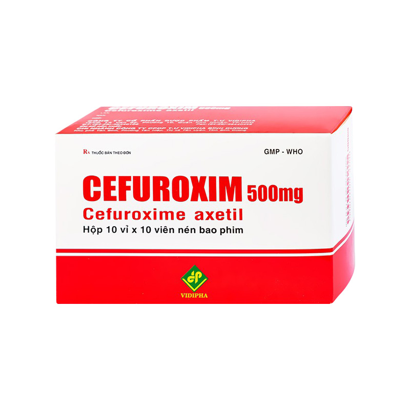 Thuốc Cefuroxim 500mg Vidipha điều trị nhiễm khuẩn (hộp 10 vỉ x 10 viên)