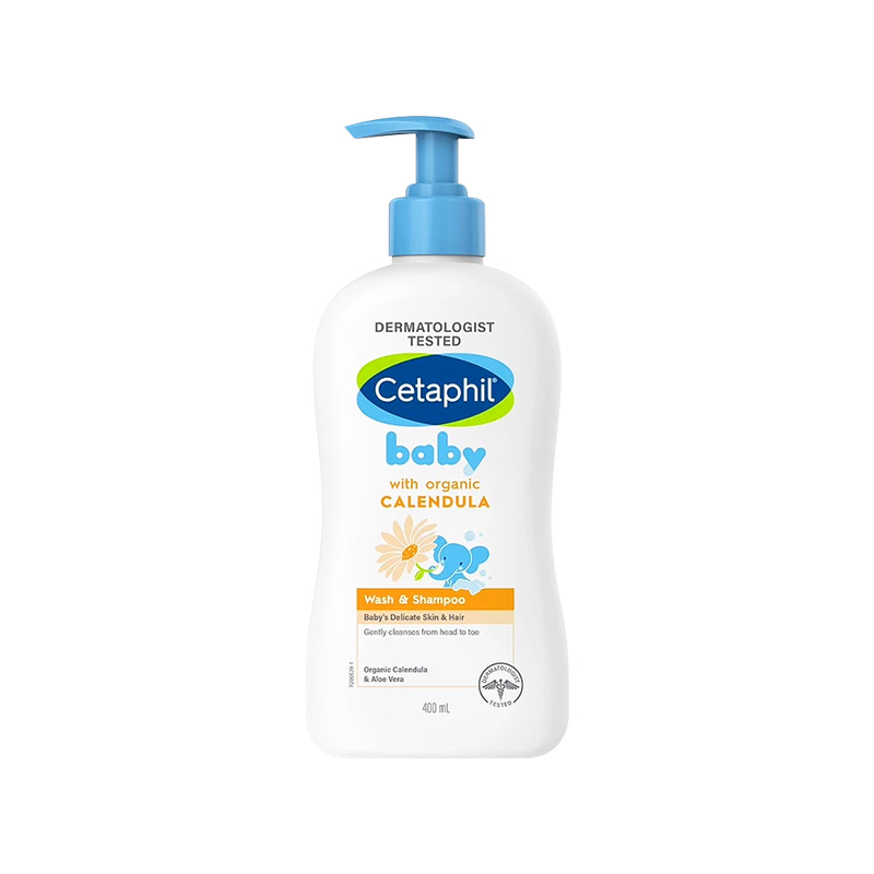 Sữa tắm gội cho bé Cetaphil Organic Calendula dịu nhẹ chiết xuất hoa cúc hữu cơ (chai 400ml)