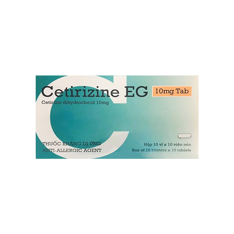 Thuốc Cetirizine EG 10mg điều trị viêm mũi dị ứng, mề đay (hộp 10 vỉ x 10 viên)