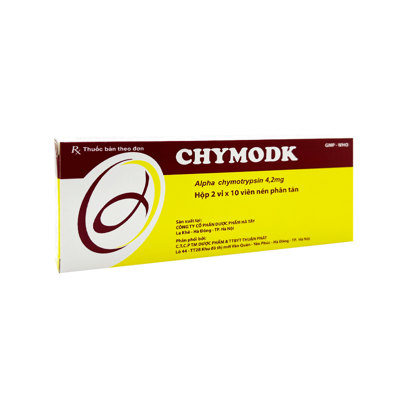 Thuốc Chymodk 4.2mg điều trị phù nề sau chấn thương, phẫu thuật, bỏng (hộp 2 vỉ x 10 viên)