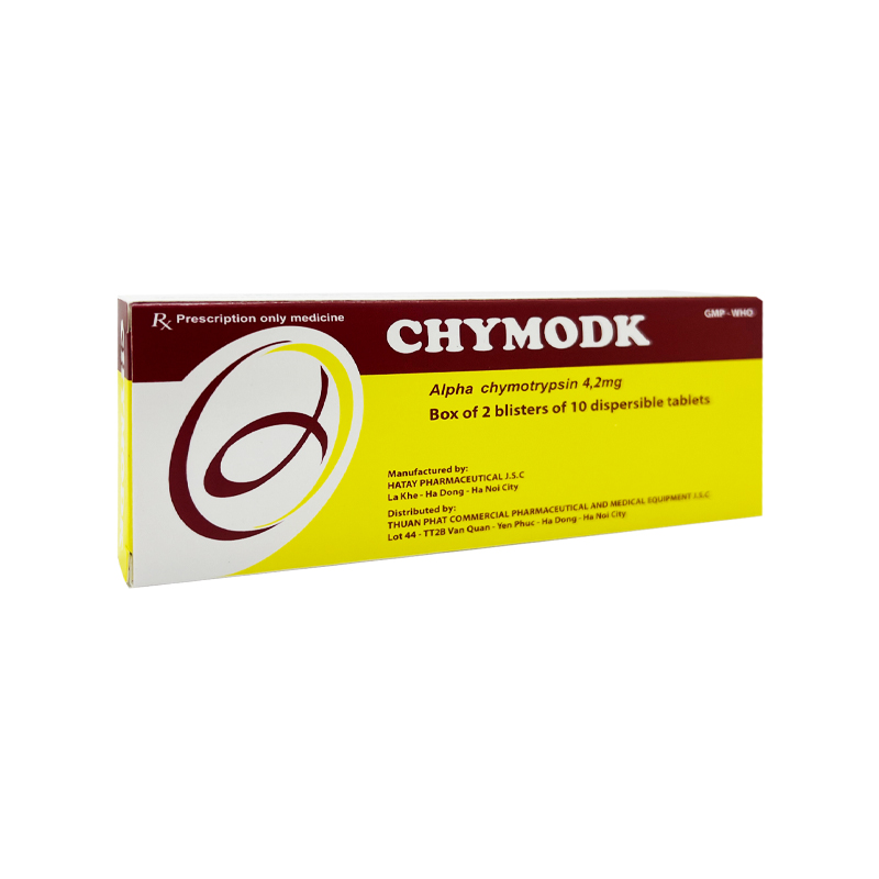 Thuốc Chymodk 4.2mg điều trị phù nề sau chấn thương, phẫu thuật, bỏng (hộp 2 vỉ x 10 viên)