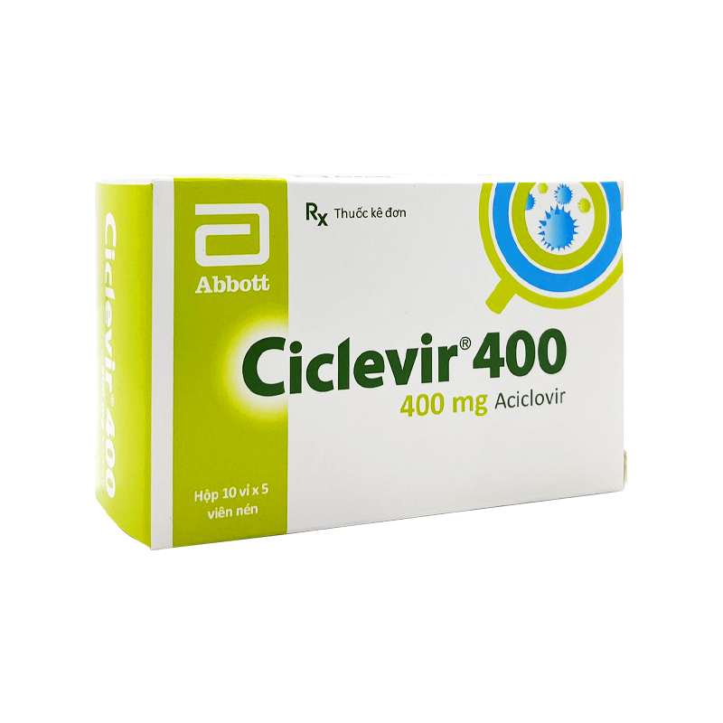 Viên nén Ciclevir 400 phòng ngừa, điều trị nhiễm virus (hộp 10 vỉ x 5 viên)