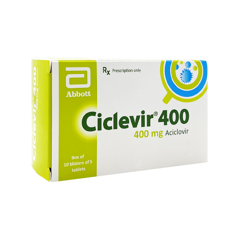 Viên nén Ciclevir 400 phòng ngừa, điều trị nhiễm virus (hộp 10 vỉ x 5 viên)