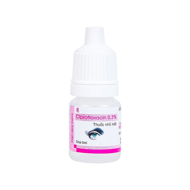 Dung dịch nhỏ mắt Ciprofloxacin 0.3% F.T.Pharma điều trị loét giác mạc (hộp 1 chai x 5ml)