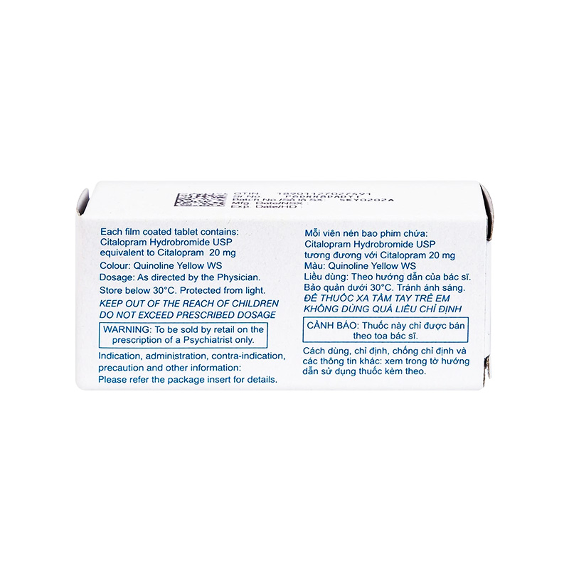 Thuốc Citopam 20mg điều trị trầm cảm, rối loạn hoảng sợ (hộp 3 vỉ x 10 viên)