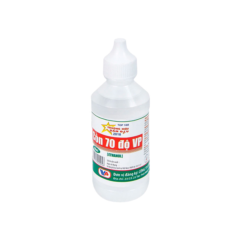 Cồn trắng 70 độ Vĩnh Phúc hỗ trợ sát trùng vết thương (chai 60ml)