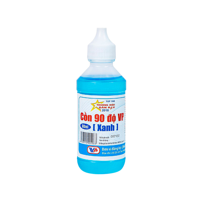 Cồn Xanh 90 độ Vĩnh Phúc diệt vi khuẩn, sát trùng dụng cụ y tế (chai 60ml)