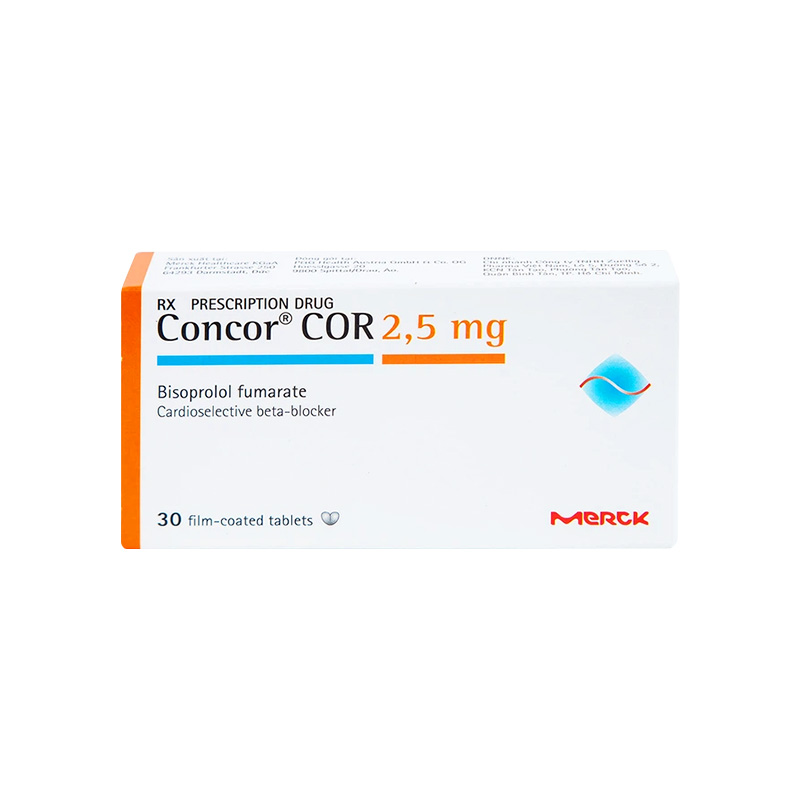 Thuốc Concor Cor 2.5mg điều trị suy tim mãn tính (hộp 3 vỉ x 10 viên)