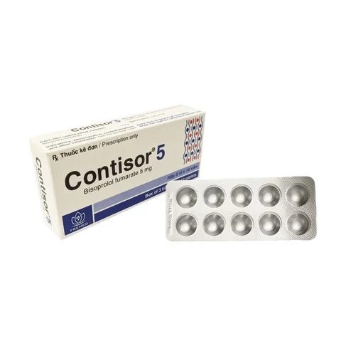Thuốc Contisor 5 điều trị tăng huyết áp, đau thắt ngực (hộp 3 vỉ x 10 viên)