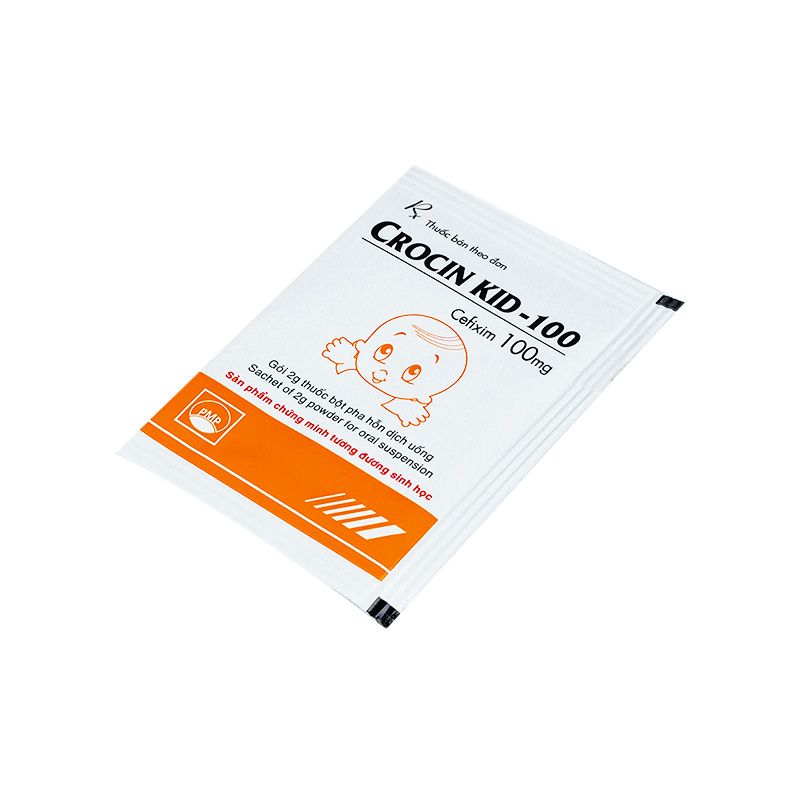 Thuốc bột pha hỗn dịch Crocin Kid -100mg điều trị nhiễm khuẩn (hộp 25 gói)