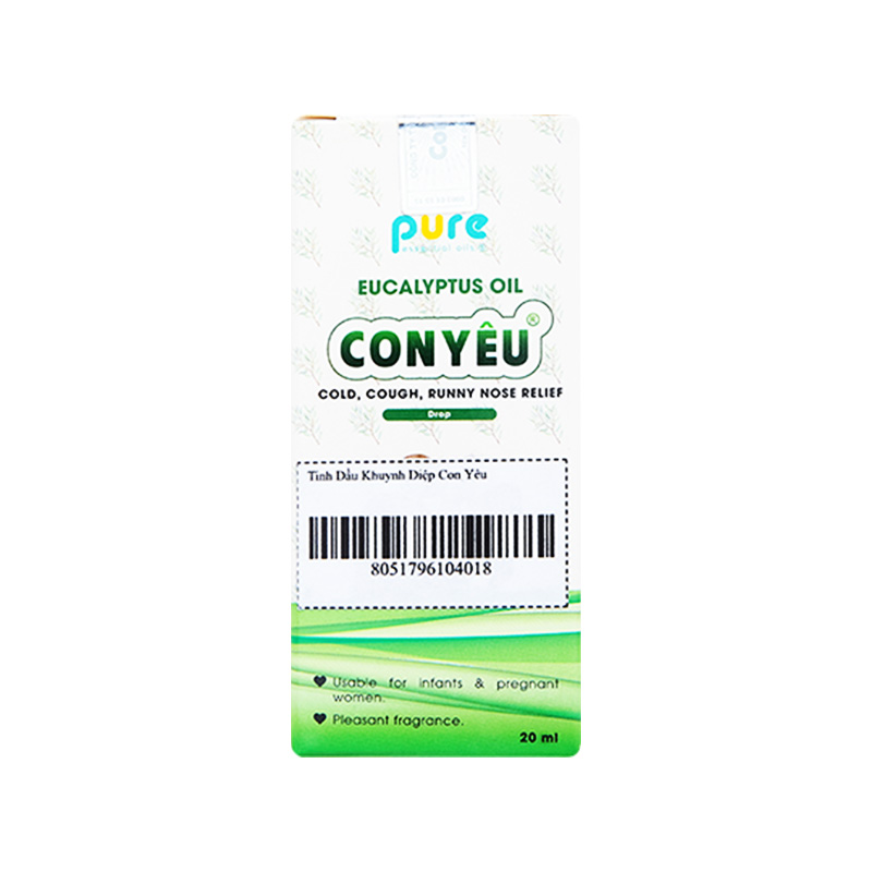 Dầu tràm Con Yêu giữ ấm, phòng cảm lạnh (hộp 1 chai x 20ml)
