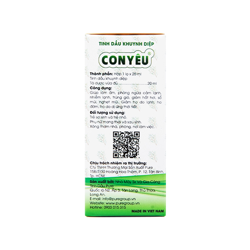 Dầu tràm Con Yêu giữ ấm, phòng cảm lạnh (hộp 1 chai x 20ml)