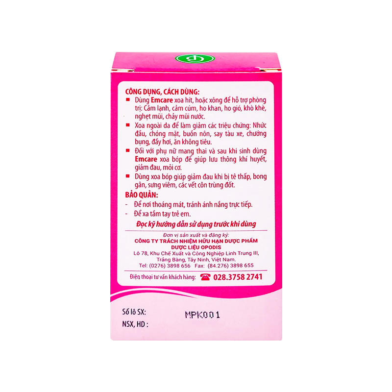 Dầu tràm Emcare cho bé ngừa cảm, xoa bóp giảm đau nhức (hộp 1 chai x  25ml)