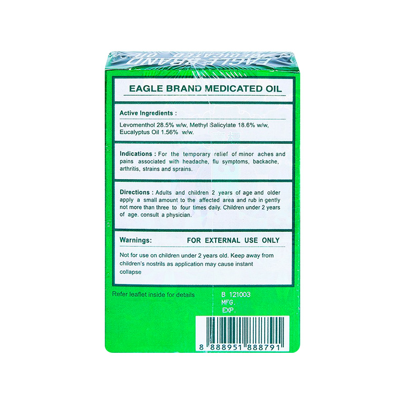 Dầu gió xanh Con Ó Eagle Brand Oil giảm nghẹt mũi, chóng mặt, say tàu xe (chai 24ml)