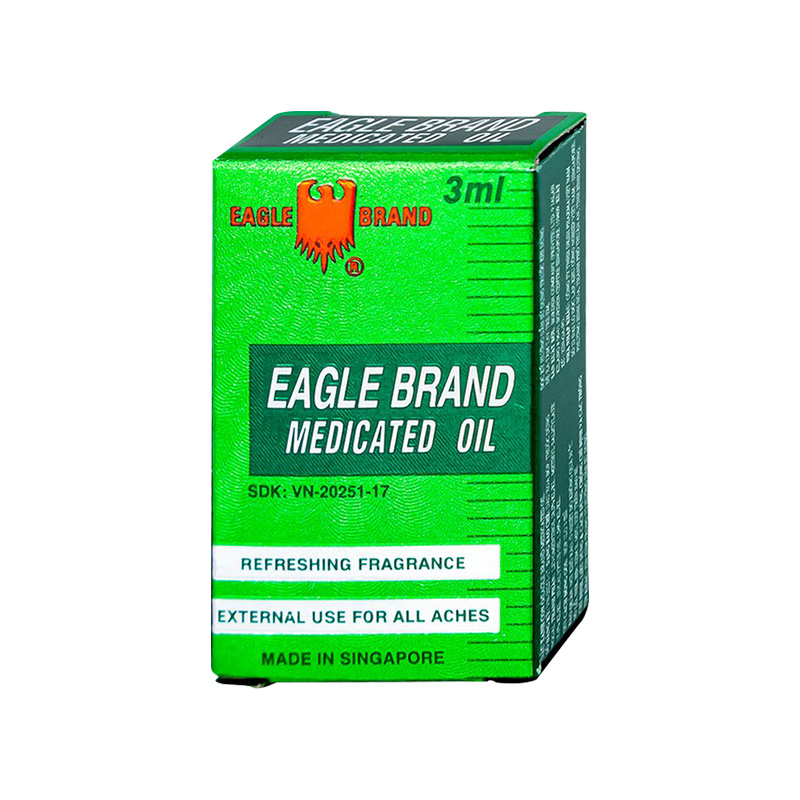 Dầu gió xanh Con Ó Eagle Brand Oil giảm nghẹt mũi, chóng mặt, say tàu xe (chai 3ml)