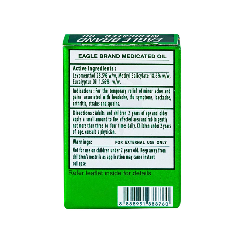 Dầu gió xanh Con Ó Eagle Brand Oil giảm nghẹt mũi, chóng mặt, say tàu xe (chai 3ml)